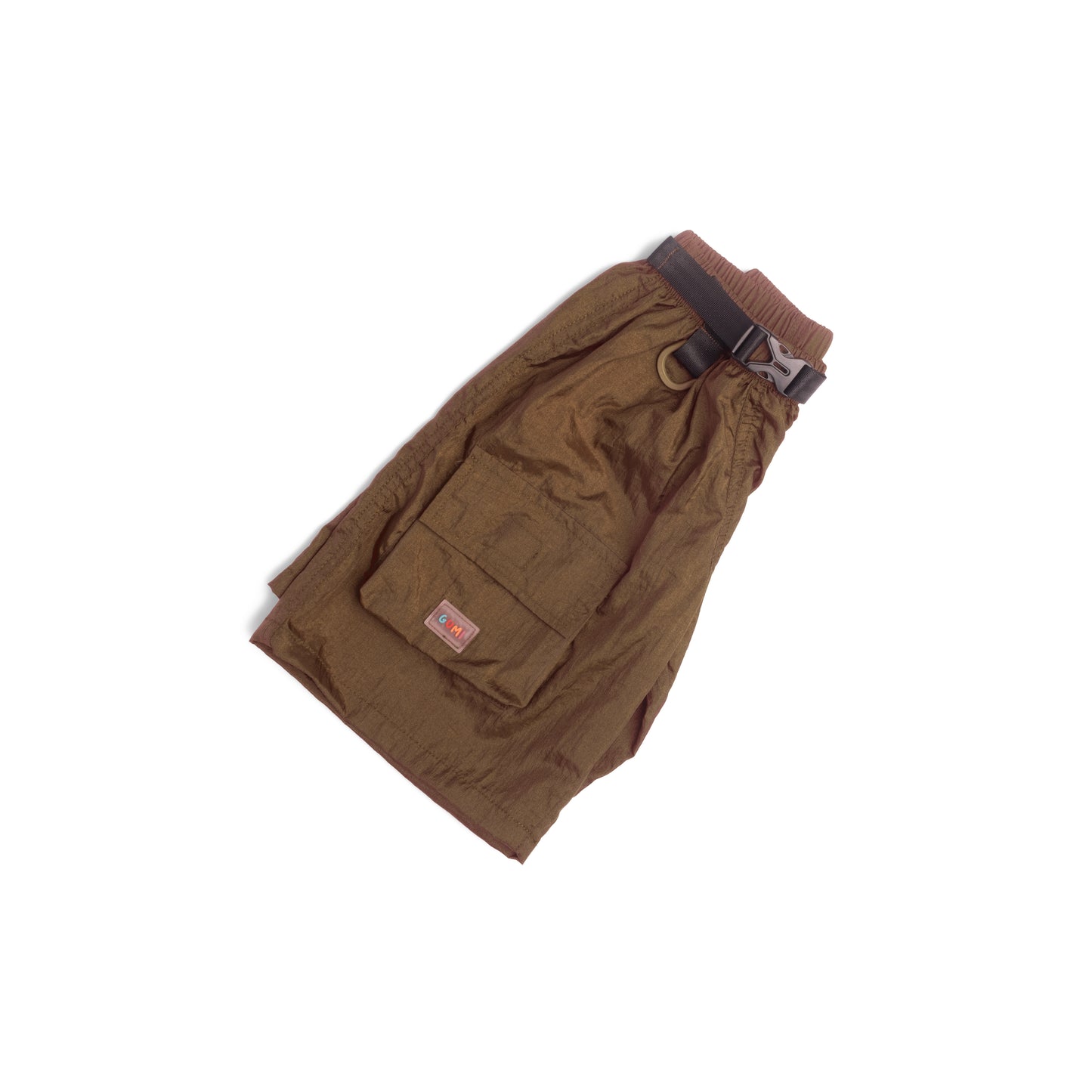 Folded KARKID Amber shorts with an adjustable belt, highlighting their stylish and functional design, great for young adventurers.