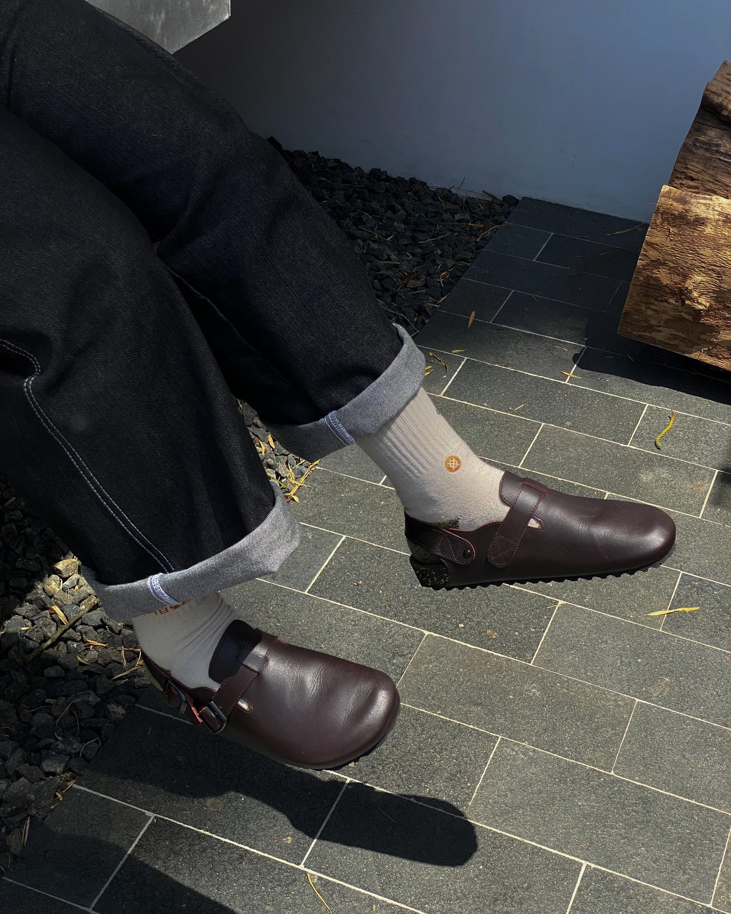 BEHDO Clogs in Crimson showing the stitching detail for durability, ensuring you have Comfortable clogs.