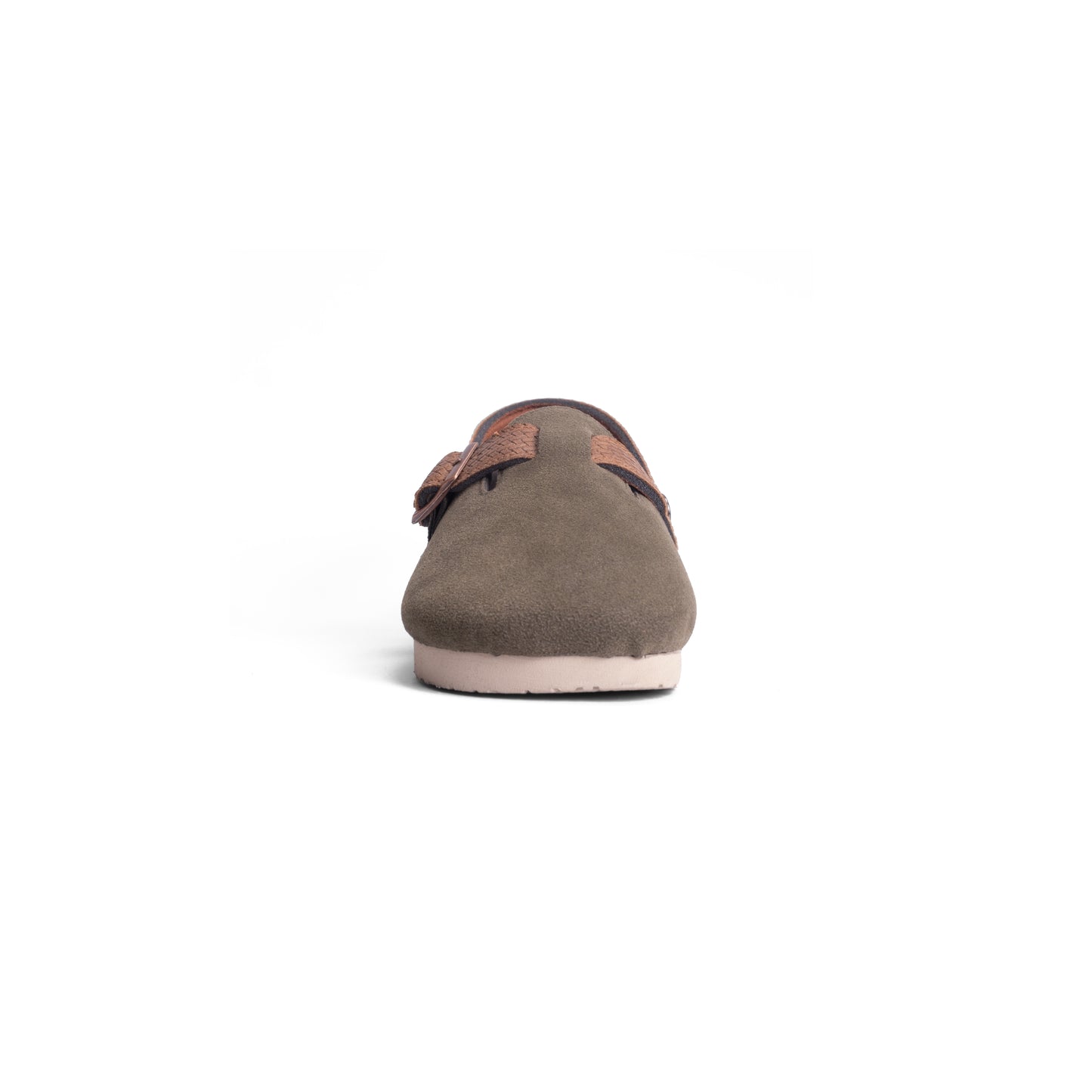 Front view of DEKLOM Pine Clogs for Kids showcasing a comfortable and trendy design for outdoor play.
