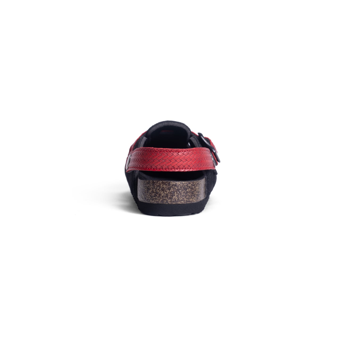 Back view of DEKLOM Eternal clogs for kids, demonstrating the sturdy red strap and durable outsole, ideal for active play.