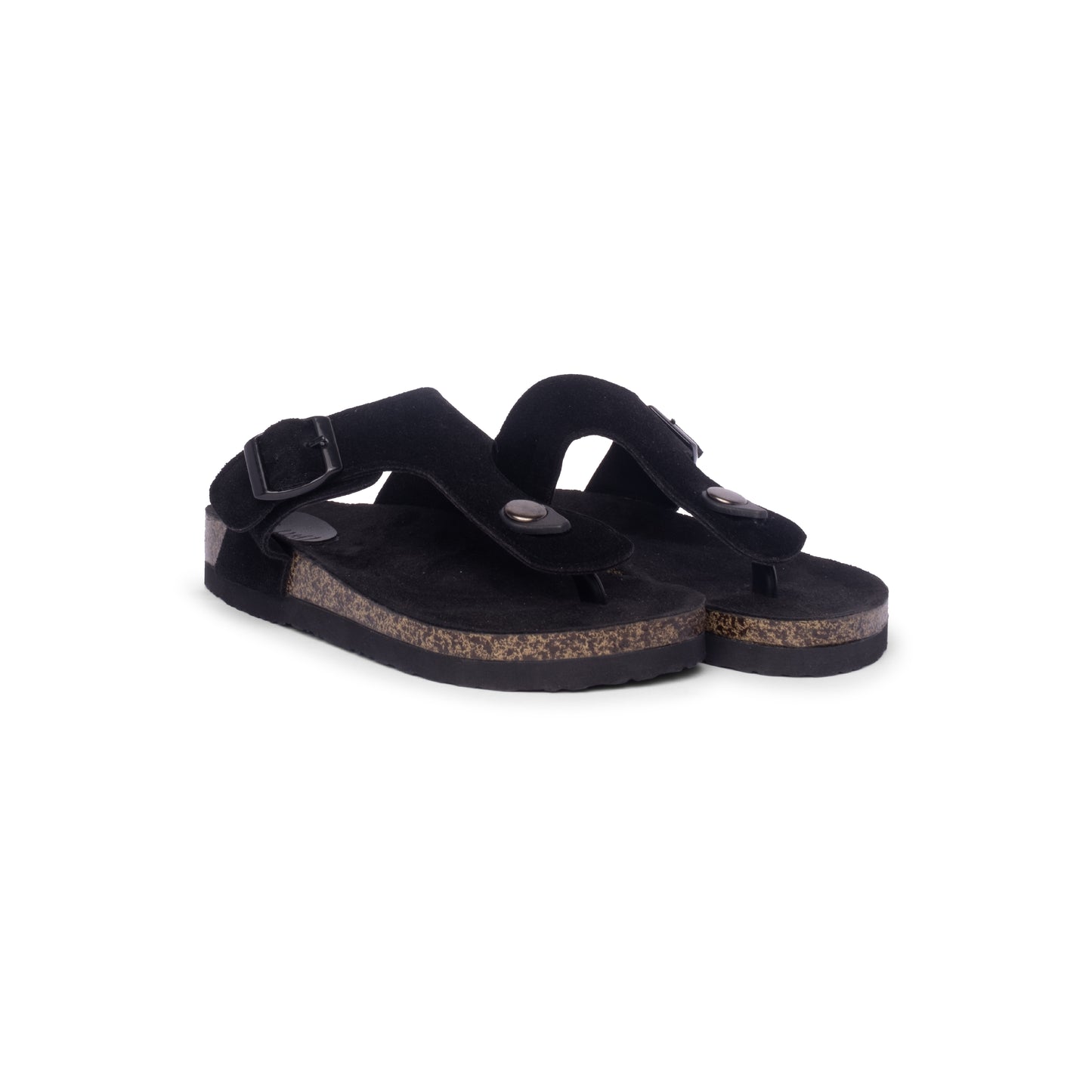 FLIOPS Cinder Bear - Angle view of black leather flip flops for kids clustered together, highlighting the cushioned footbed and stylish design for everyday wear.